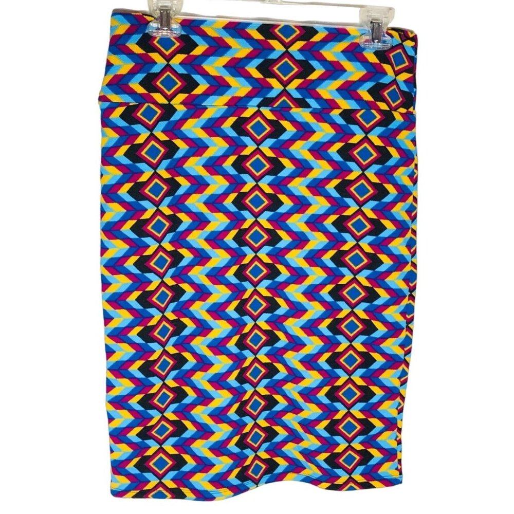 LulaRoe cassie skirt graphic multi color stretch pencil medium READ NEW
